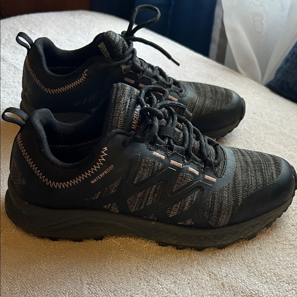 Magellan size 7  Black Trail Running work shoe waterproof